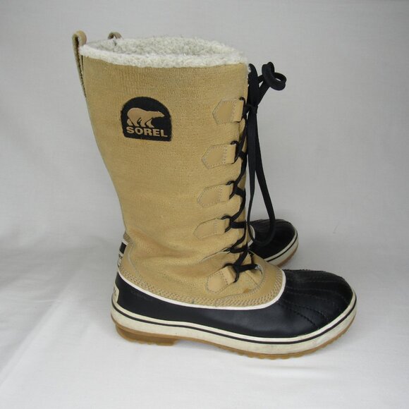 Sorel TIVOLI II HIGH Winter Boots Beige Black Women's 8 - Picture 6 of 9